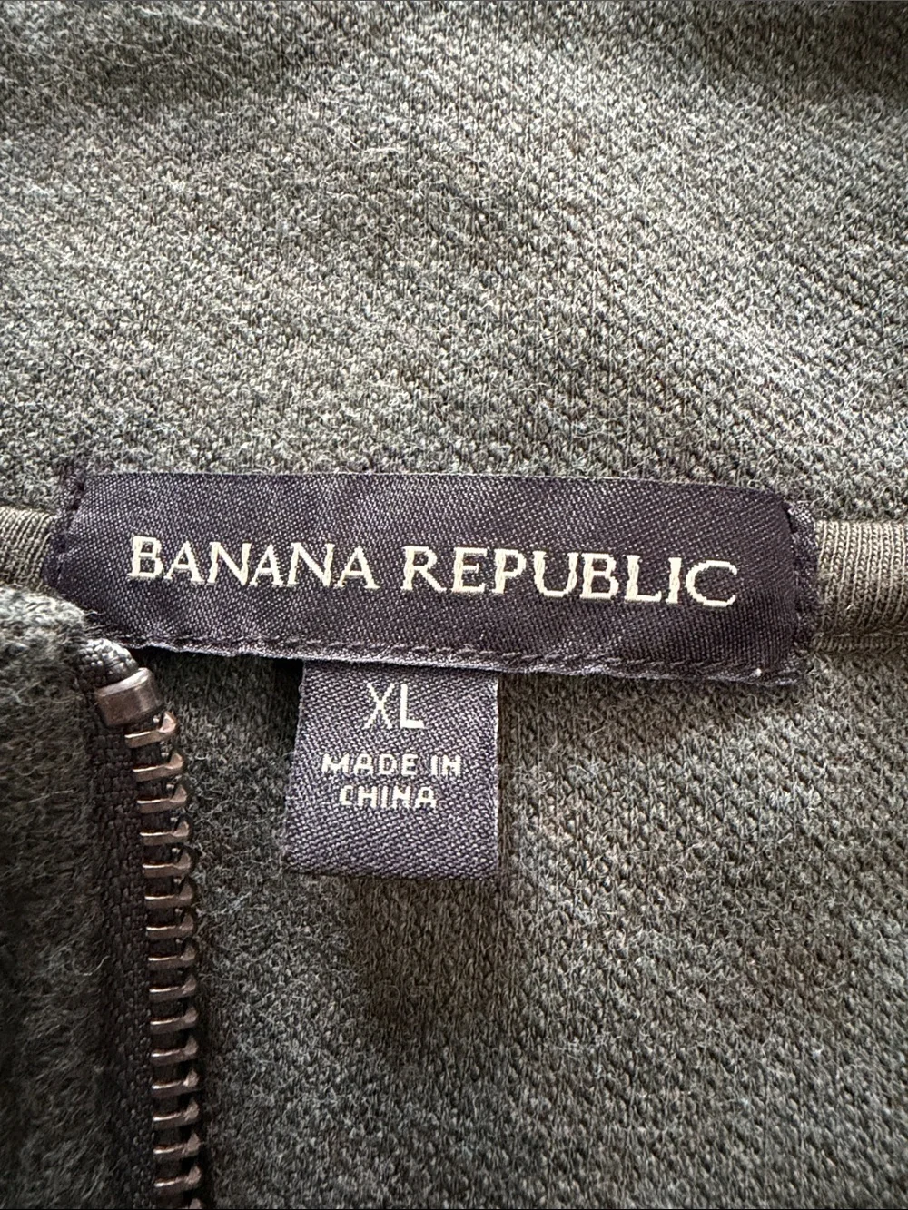 Banana Republic Men's Olive Green Zip-Up Sweater